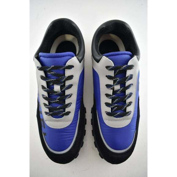 Chanel Mens 18B Black Blue Grey Nylon CC Logo Lace Low Top Trainer Sneaker 43 10 - Picture 6 of 11